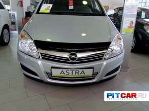 Дефлектор капота для Opel Astra H (2004-), черный, Sim