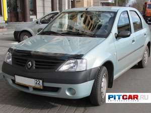 Дефлектор капота для Renault Logan (2005-), черный, Sim