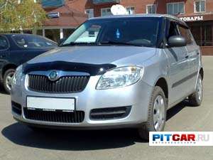 Дефлектор капота для Skoda Fabia (2007-), черный, Sim