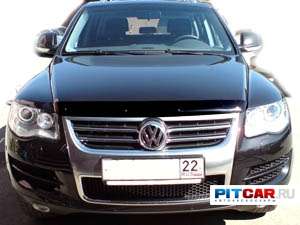 Дефлектор капота для Volkswagen Touareg (2002-2010), черный, Sim